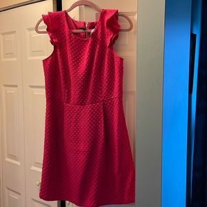 Adorable pink dot dress with flutter sleeve!